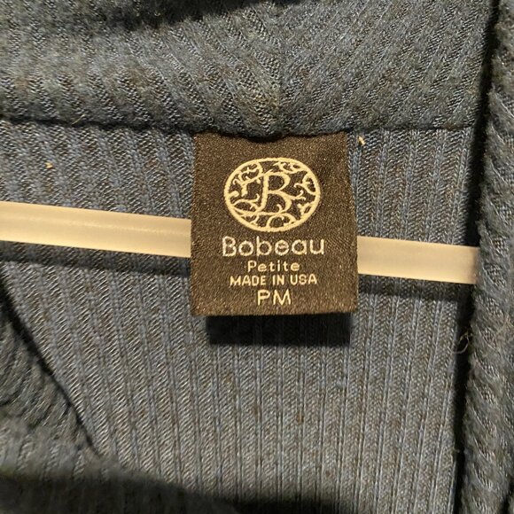 Bobeau Blue Asymmetrical Wrap Cardigan - Petite Medium, One Button Closure - Picture 3 of 4